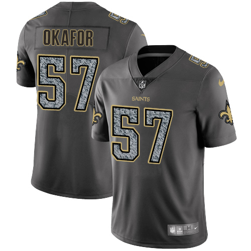 Nike Saints #57 Alex Okafor Gray Static Youth Stitched NFL Vapor Untouchable Limited Jersey - Click Image to Close